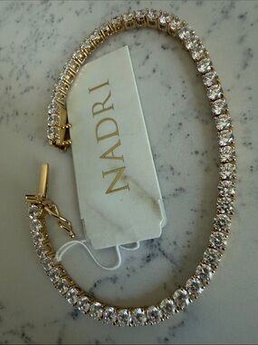 NADRI PERFECT TENNIS 3MM CZ 6.5" BRACELET in Gold NWT